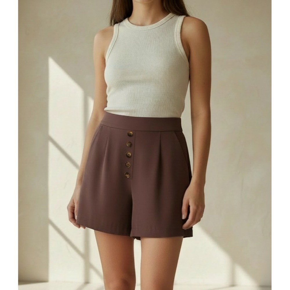 14th & Union M Women's Shorts Burgundy Wine Pull On Hi‎ Rise Dressy Boho Moody